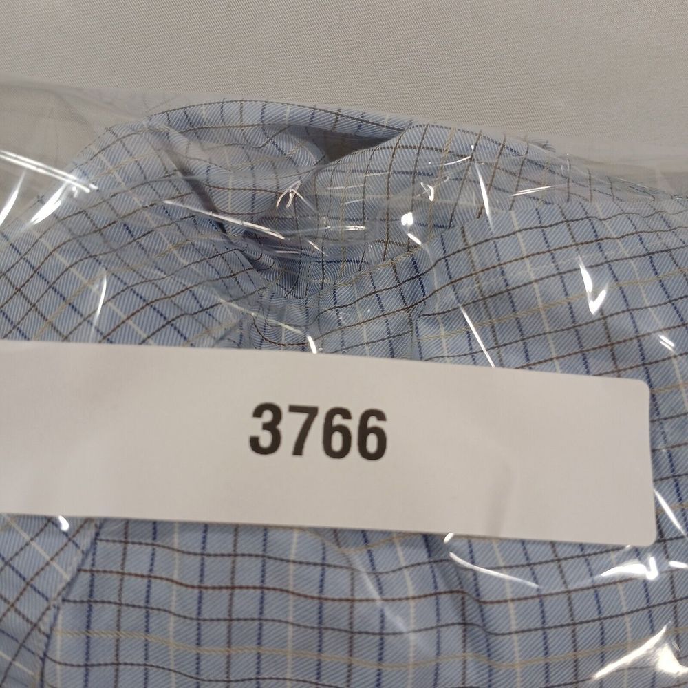 Ermenegildo Zegna Shirt Mens Large Blue Check Long Sleeve Button Up - Picture 11 of 11
